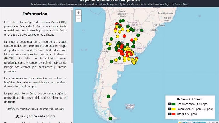 ¿En qué provincias de Argentina hay arsénico?