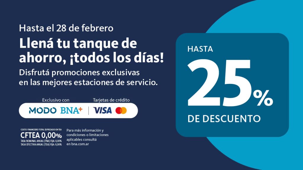 Ahorrá 40% en YPF Full con tu cuenta BNA