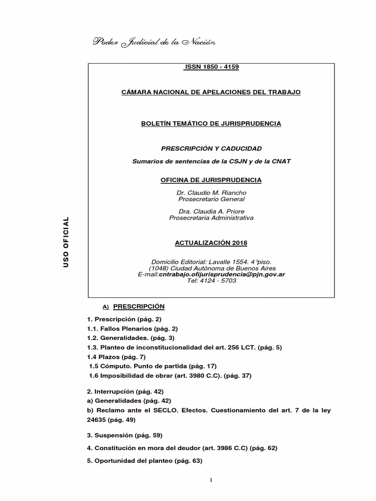 ¿Cuál es el plazo de prescripción para un reclamo laboral?