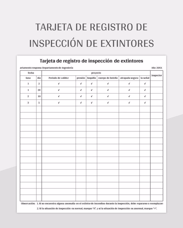 ¿Cómo llenar el formato de inspección de extintores?