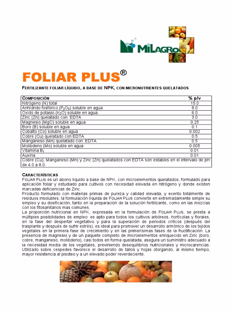 ¿Para qué sirve el foliar Plus?