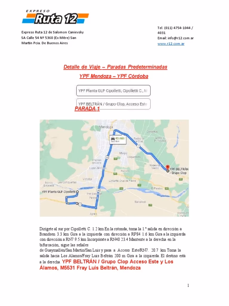 ¿Cuántos kilómetros hay de Rosario a Mendoza en auto?